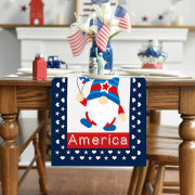 WinysinHoliday Hantverksdekoration Självständighetsdagen Bordsflagga Patriotiska Ränder Trådkantad Bandtryck Anpassad Satin Flagga Band[D]