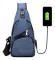 Herr Crossbody Portfölj, Bröstväska med USB-laddning och E