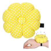 Wrist Pin Cushion for Sewing - Cute Pin Cushion with Elastic Band for Sewing and Craft Projects - Yellow Pumpkin Shape.