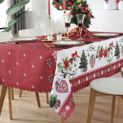 Julduk - 150*220CM röd bakgrund, juldekoration bordsduk för hem och hotell europeisk kreativ t,A