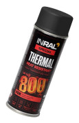 Högtemperaturfärg INRAL Thermal 800 °C – svart matt silikonemalj, snabb torkning, skydd för spis och radiator – 400 ml