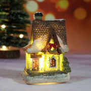Ljus och anime julby, LED miniatyr julbyhus, julbydekoration, färgat harts