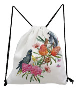 Ryggsäck med blomm- och fågelmönster, sval- och påfågeltryck, dragskoväska, hopfällbar, återanvändbar miljövänlig förvaringsväska för kvinnor utomhus~10994