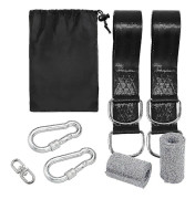 8pcs Tree Swing Straps Hanging Kit Holds 1000kg With Two Heavy Duty Carabiners Camping Hammock Accessories Cot Bed Straps (black)