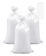 20 st Sandsäckar 55 × 90cm Kraftiga Vävda Grussäckar Kraftiga Sandsäckar, Byggare för Trädgårdsavfall Flood Protection(Vit)
