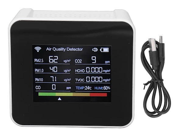 WiFi Luftkvalitetsmätare CO2 HCHO TVOC PM2.5 CO Multifunktionell Digital Display