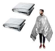 Nödfilt för utomhusöverlevnad, militär räddningsfilt, vind- och vattentät folie, termisk filt för camping och vandring, 2-pack, 2,1 x 1,3 m