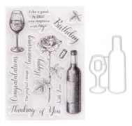Vinflaska Skärmallar Scrapbooking Stämplar Blommiga Stämplar för Korttillverkning