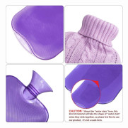 Stickad Filt Varmvattenflaska, 2L Transparent Varmvattenpåse - Lila Knitted Purple