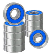 10 st Kullager Miniatyr Metallager ABEC-9 608 2RS Dubbelskärmade Lager för Långa Skateboards Fyrhjuliga Skridskor Blå