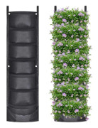 2-pack Vertikal Hängande Trädgårdsplanterare med 7 Fickor, Djup och Större Filtväggmonterad Planteringsficka Lösning för örter eller blommor utomhus