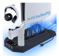 Kylfläkt - Med dubbel laddningsstation för Playstation 5 Pro/Slim (svart)