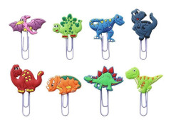 8 st Pappersklämmor Delikata Gem Tecknade Dinosaurie Papper Memoklämmor Dokumentklämmor Härliga Gem