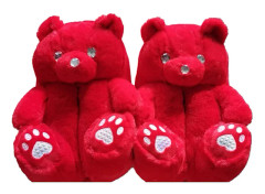 Nallebjörnstofflor, plyschfodrade, förtjockade bomullsfodrade tofflor för hemmabruk 24cm Children's (30-36)