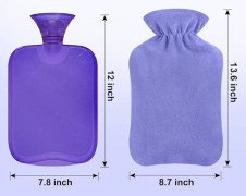 2L Varmvattenflaska med Polarfleeceöverdrag för smärtlindring, kramper - Lila Fleece Purple