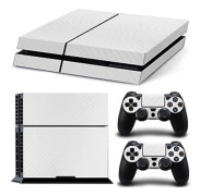 Konsol Kolfiber Skin Sticker Wrap Kontroller Dammtät Vinyl Skyddande Dekal Fodral Skal för PS4 (Vit)