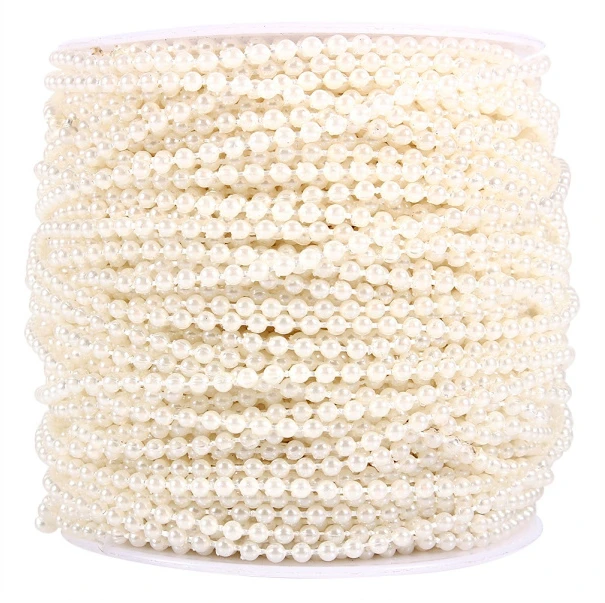50M Rulla 3mm Fisklina Pärlor Strängpärlor Kedja Garland Bröllopsdekoration Centerpieces Beige