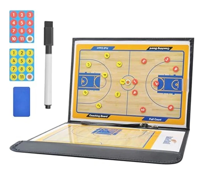 Taktisk basketbolltränartavla, hopfällbar magnetisk taktikbräda för basketbolltränare med penna, suddgummi, magneter