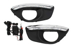 12V Led Bil DRL Varselljus Tillbehör Med Dimljushål För Hyundai Santa Fe 2010 2011