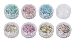 8 Ask/Set Nagelkonst Paljetter DIY Hantverk Glitterflingor Dekorationsaccessoarer