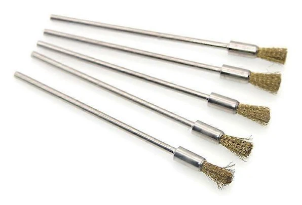 5-pack Rostfritt Stål Trådborstar, Fina Rengöringsborstar, Penna Form, Färgborttagning Gold