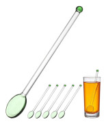 Glas Rörpinnar 6st Swizzle Pinnar För Cocktails Blandade Färger Långt Handtag Form Professionell Hushållsanvändning Lämplig För Hem
