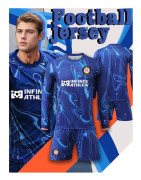 Herr Casual Sport Fotbollsuniform Rund Hals Topp med Trendiga Andningsbara Shorts Bekväm Fotbollsdräkt Set Blue L