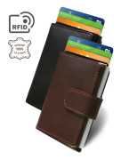 RFID pop-up korthållare i äkta oxläder (brun) BRUN