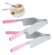 2-pack Rosérosa Tårtkniv och Serveringsset i Rostfritt Stål: Justerbar Tårtkniv med Dubbla Handtag Perfekt för Bröllop, Fester & K