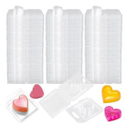 150-pack Vaxsmältbehållare 37 ml Plast Vaxsmältset för Vaxsmältningar Klar Vax Flip Top, Tom Ljus Smältning, Hjärtform