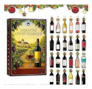 Vin Adventskalender 2025, Alkohol Adventskalender 2025 för Vuxna, 24 Miniflaskor med Rött & Vitt Vin Jul Adventskalender, Gåva för Vinälskare