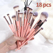 18pcs Makeup Brush Set Cosmetic Powder Eye Shadow Foundation Blush Blending Beauty Make Up Tool Brush For Women Beginner