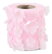 Blommor Tyllrullar 8cm 10yd Utsökt Ljus Vacker gör-det-själv flexibel bred applikation Tyllrullrulle TygRosa