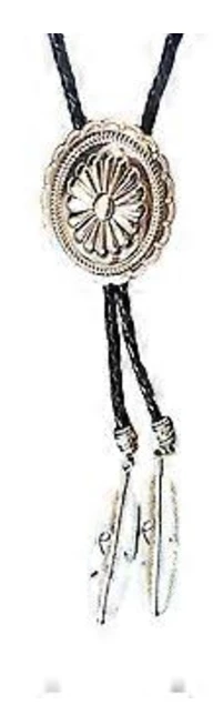 Herr Dam Vintage Bolo Slips Western Cowboy Flätat Rep Halsband Metall Blomma Smycken Fjäderhängande Western Halsband (Stil 45)