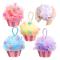 4 st Slumpmässig färg Cupcake Bad Loofah Svamp Tecknad Kroppsskrubb Loofah Mjuk Mesh Exfolierande Badskrubb Duschboll, A