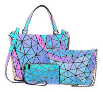 Geometriska Självlysande Väskor och Handväskor för Kvinnor Holografisk Reflekterande Väska Plånbok Clutch