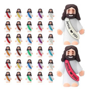 30 st Små Jesusfigurer - Mini Flerfärgade Figurer i Bulk - Små Figurer för Kurragömma - Religiösa Påskgåvor
