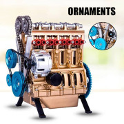 Bilmotor Heminredning Hartssimulering Mini 4-cylindrig bilmotormodell Liten samling Statyprydnad för hyllstång