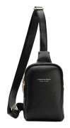 Liten Sling Ryggsäck Läder Crossbody Väska Plånbok Axelväskor Telefonväska för Student Kvinnor Flicka, svart