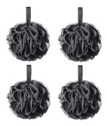 Badbollar 4-pack Svart Badsvamp Badluffa Boll Naturlig Bambukol Mesh Stora Badbollar, Viktiga Hudvårdsprodukter för Badet
