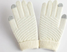 1 par extremt kalla -30°C vinterhandskar för damer med fleecefoder, fingerlös design med pekskärm, elastisk handled för bilkörning, löpning och sms:ande White