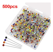 500 st 4mm färgad synål Glashuvudpärlnål Fasta manuella tillbehör Multicolour