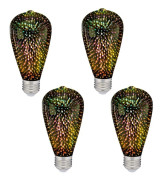 Fyrverkerilampa, E27 4W Vintage Edison Dekorativ 3D Stjärnklar Effekt LED-lampa Silver gIass Filamentlampa, Stjärnglansdekoration 4PCS
