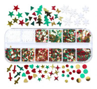 12 Fack Jul Snöflinga Nagelglitter Paljetter Magnifik Julklapp för Kvinnor Flickor Mamma Utsökt Glänsande