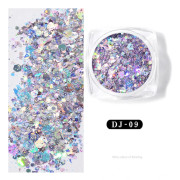 Glitter nageldekoration-femuddig stjärna och oregelbundna paljetter nail art DJ09