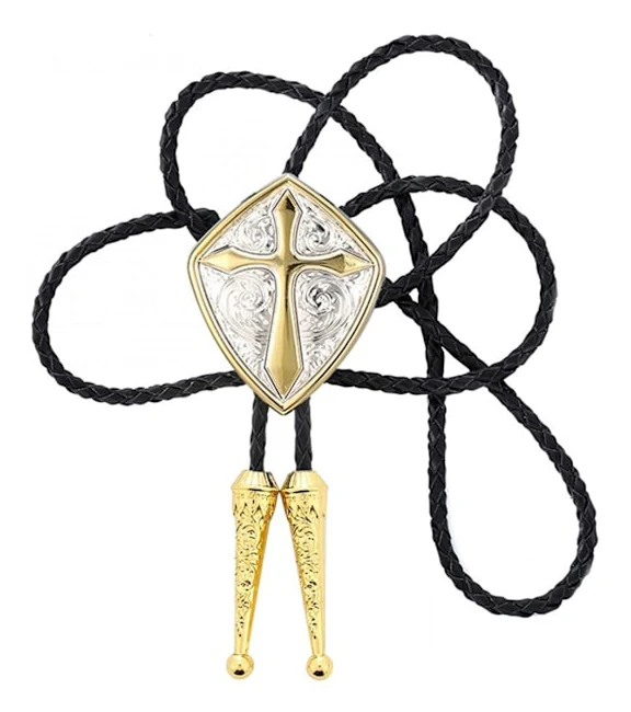 Cowboy Western Tie Bolo Tie för män Vintage Shield med hand