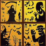 Halloween Fönsterdekaler Halloween Fönsterdekorationer Svarta Jätte 4 Ark Läskiga Fönsterdekaler Halloween Fönstersiluett Stora Fönster Halloween D