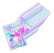 100 stycken holografiska återförslutningsbara förpackningspåsar för småföretagsmaterial, söta små färgglada luktsäkra foliepåsar, plastpåsar för läppar