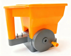 En handmanövrerad fröplantsspridare Ergonomiskt grepp Hållbara ABS-material för trädgårdsarbete och jordbruk Justerbar dispensering Grön Orange