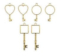 6 st Nyckeltema Öppna Infattningsberlocker Legeringsram Hängen för Smyckestillverkning med Harts